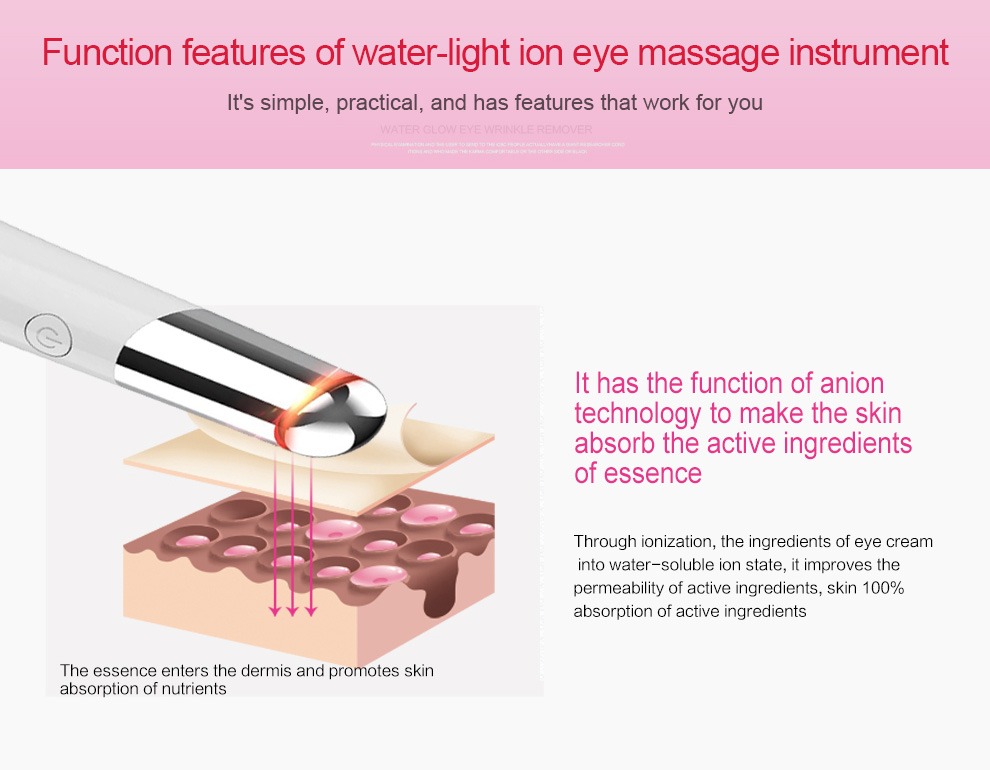 Beauty Eye Massager USB nabíjateľný masážny prístroj na tvár Podrobnosti o zariadení na starostlivosť o pleť