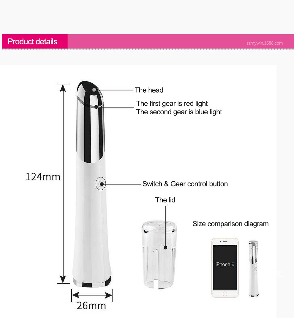 Beauty Eye Massager USB nabíjateľný masážny prístroj na tvár Podrobnosti o zariadení na starostlivosť o pleť