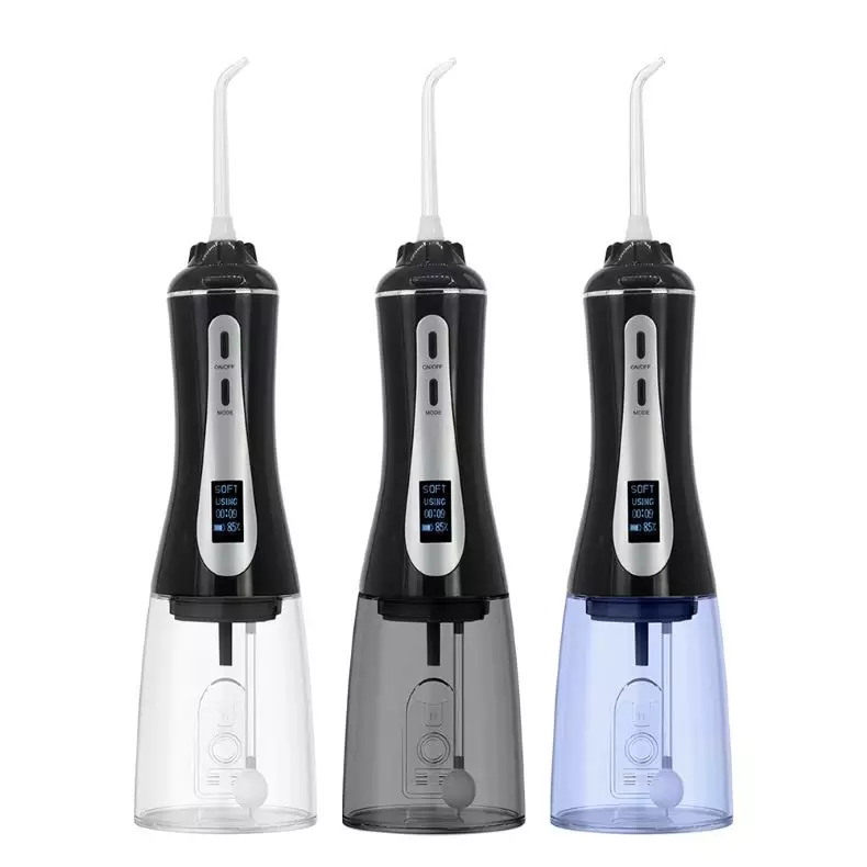 Výkonný bezšnúrový 350ml vodný zubný kefovací prístroj s OLED displejom a 5 tlakovými režimami