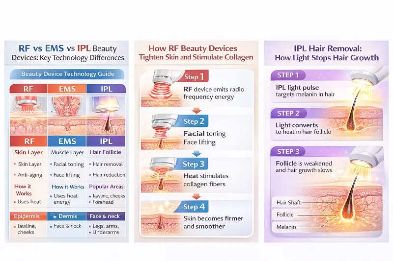 How Do RF, EMS, and IPL Beauty Devices Differ in Function and Results? How Do RF, EMS, and IPL Beauty Devices Differ in Function and Results?